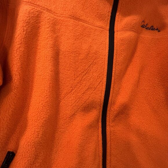Cabelas Mens M Fleece Jacket hunting safety orange Hi Vis full Zip pockets - Picture 13 of 15